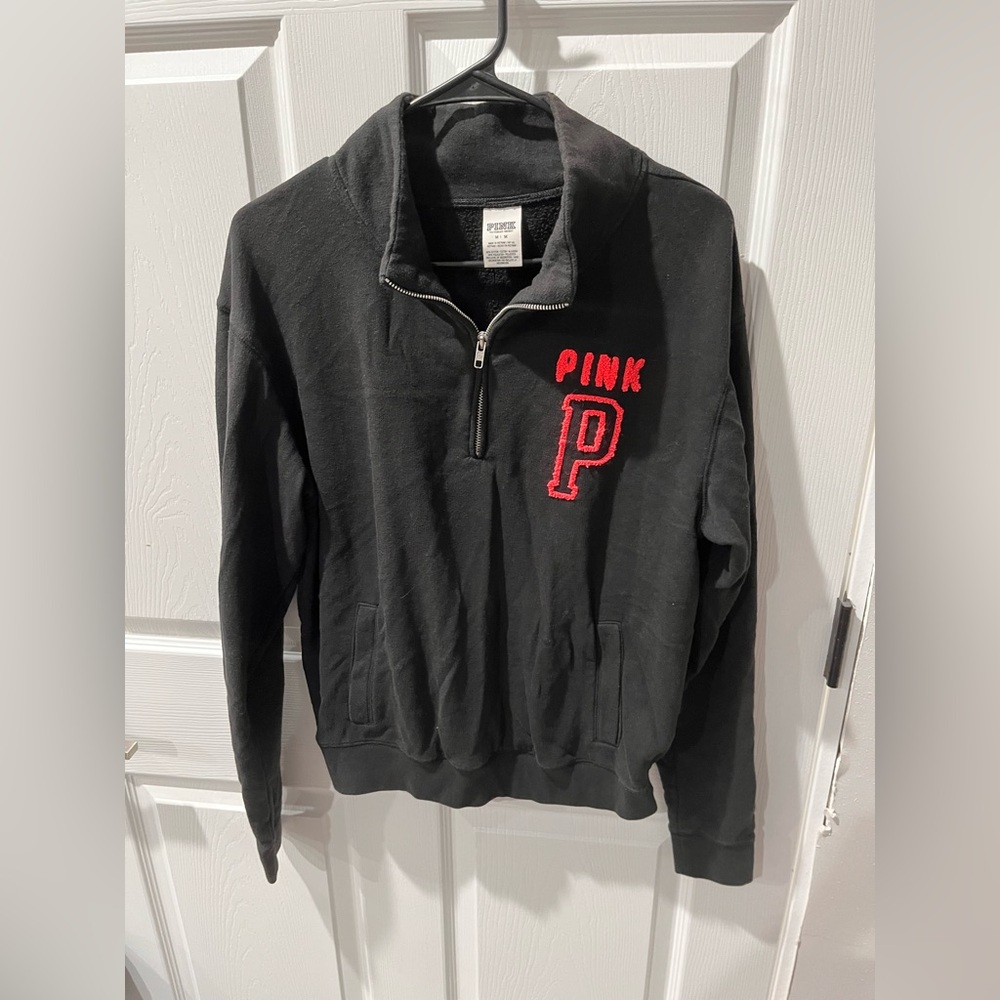 ‼️PINK Victoria's Secret Medium Black and Pink Zip-Up Sweater